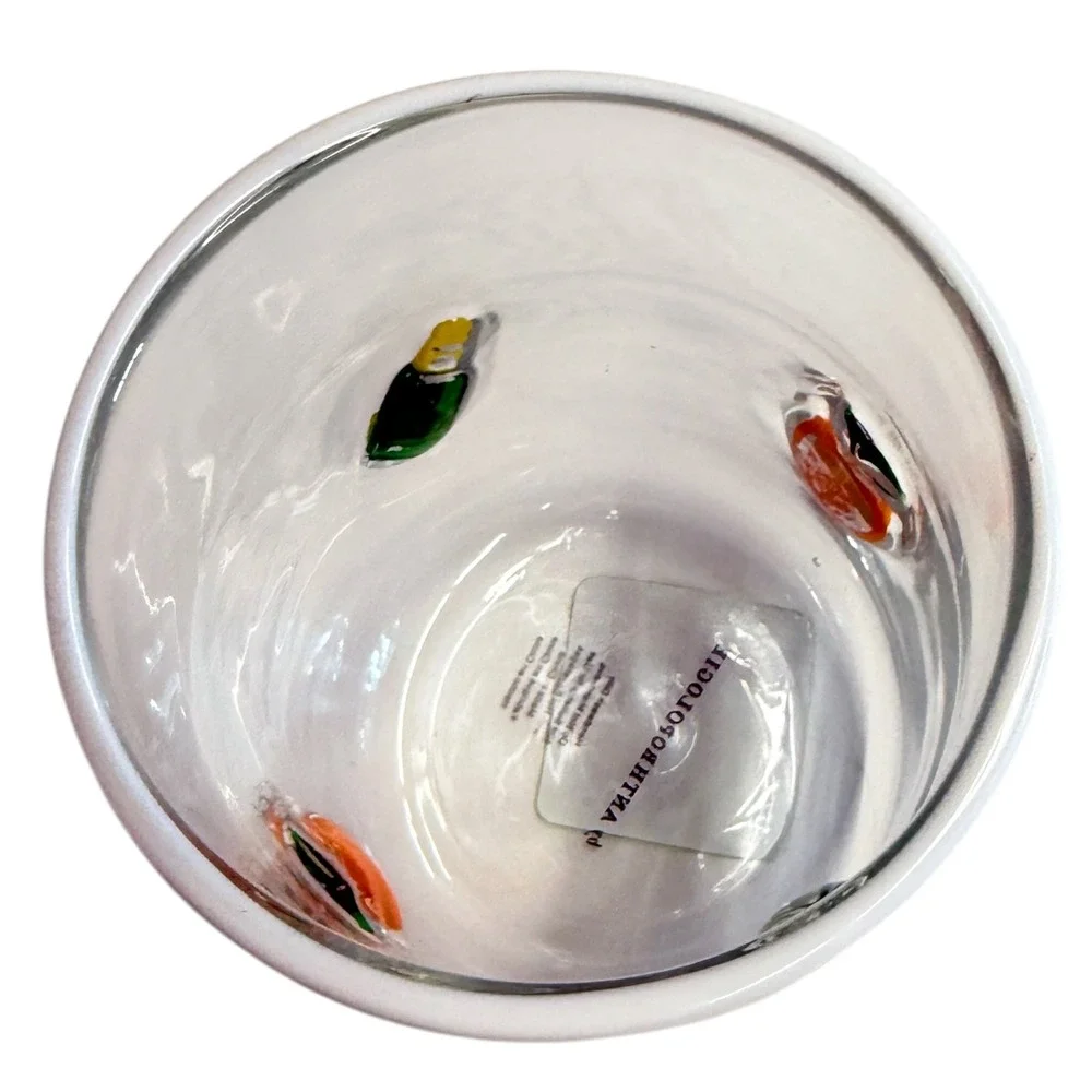 Anthropologie Juice Glasses Set of 2 Clear Orange Fruit 3D Applique Excellent - Picture 5 of 7